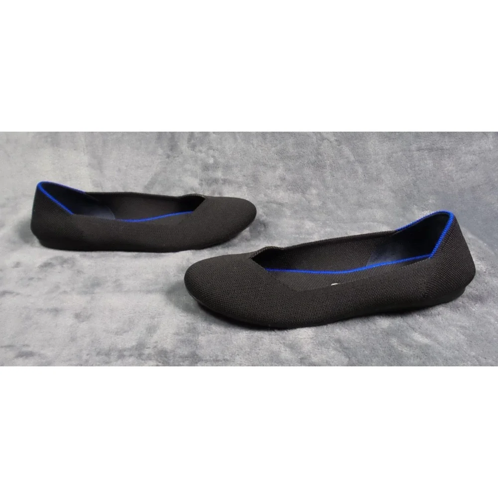 Rothys The Flat Shoes Womens Size 9.5 Black Slip-On Classic Flats Knit Round Toe